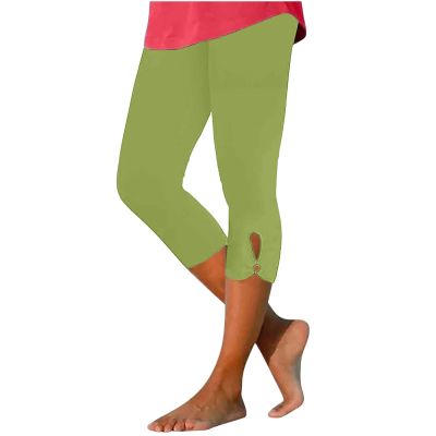 Athletic Leggings for Women Capri Leggings Solid Color for Women 2024 Casual Comfy Cutouts Work Out High Waisted Yoga Pants Trendy Capris Clothes Womens Capri Leggings Leggings for Women Green 3X