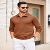 COOFANDY Mens Polo Sweater Slim Fit Ligthweight Pullover Fall Sweater with Collar Brown view 2
