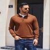 COOFANDY Mens Polo Sweater Slim Fit Ligthweight Pullover Fall Sweater with Collar Brown view 4