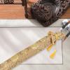Toddmomy Martial Arts Sword Case, 53 Inch Silk Brocade Carrying Bag with Tassel for Tai Chi Broadsword & Cosplay Gear, Floral Gold view 2