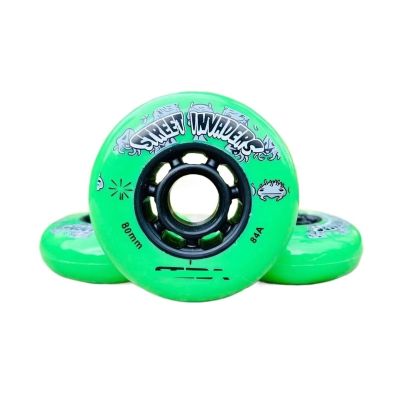 DNRJEWTA Roller Skating Wheel 72 76 80mm 4 Pieces/lot 84A Street Invaders Skating Wheel Patines Tire for Roller FSK Inline Skates Wheel for HV Skateboard Wheel(Color:Green,Size:80mm)