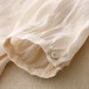 2024 Summer Cotton Linen Shirts for Women Half Sleeve Lapel Button Down Tees Floral Embroidered Polka Dot Tops view 4