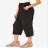 Roaman's Women's Plus Size Petite Plus Size Soft Knit Pull-On Capri Pant - 2X, Banana view 3