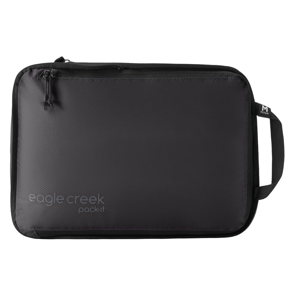 Eagle Creek Pack-It Isolate Compression Cube - Lightweight Compression Cube for Optimizing Luggage Space - Easy-Grab Zipper - Convenient Top Handle - Recycled Materials - Medium - Black