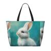 DRTGEDS Cute White Rabbit Beach Pool Bags Tote for Women Ladies Large Gym Tote Carry On Bag for Weekender Travel view 4