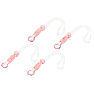 PATIKIL Paracord Lanyard Keychain, 4Pcs Cell Phone Keychain Rope Wrist Lanyards Braided Strap with Spring Ring for Hanging Key, Pink, White
