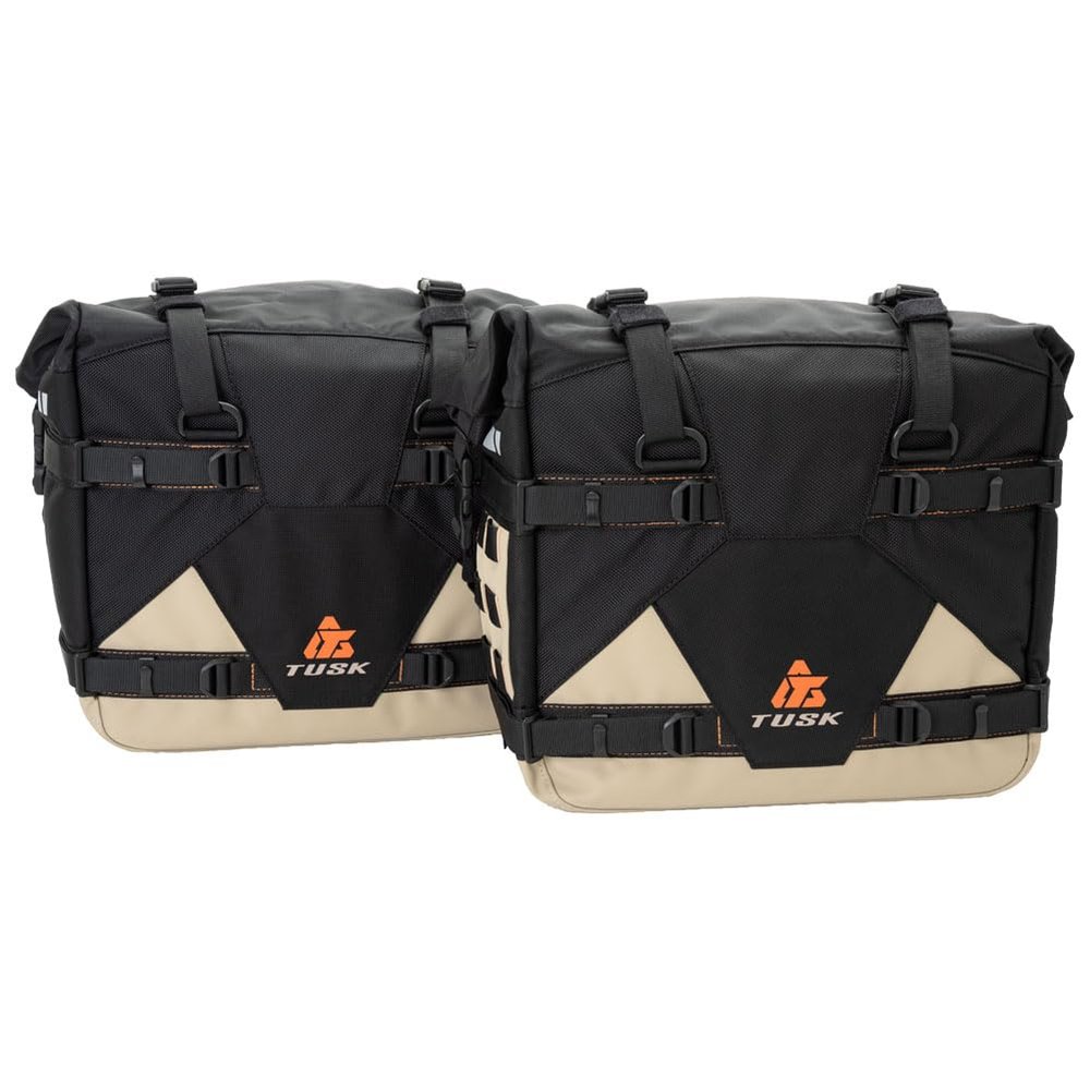 TUSK Pannier Racks Pilot Pannier Bags Black/Tan Compatible with Yamaha WR250R 2008-2020