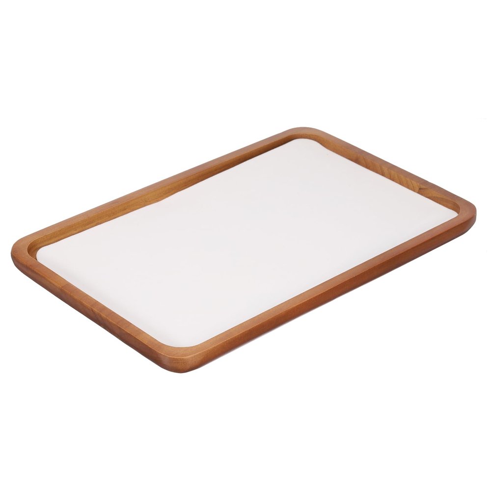 uxcell Wood Jewelry Display Tray, 11.8 Inch Small Jewelry Tray, Drawer Dresser or Nightstand Organizer for Glasses Wallet Keys Watch Bracelets White