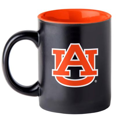 Boelter Brands Two Toned Matte Black Coffee Mug, NCAA Team Logo with Inner Team Color (Auburn Tigers)