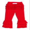 RuffleButts Baby/Toddler Girls Stretchy Flare Pants w/Ruffles - Red Ruffle, 6-12m view 1