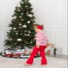 RuffleButts Baby/Toddler Girls Stretchy Flare Pants w/Ruffles - Red Ruffle, 6-12m view 2