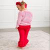 RuffleButts Baby/Toddler Girls Stretchy Flare Pants w/Ruffles - Red Ruffle, 6-12m view 4