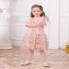 OBEEII Toddler Baby Girl Butterfly Dress Ruffle Sleeve 3D Embroidered Butterflies Tulle Princess Dress Flower Girl Wedding Formal Pageant Birthday Party Dress Peach Pink 18-24 Months view 3