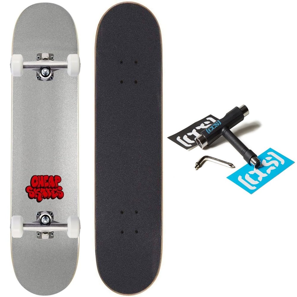 CCS Cheap Skates Tag Glitter Skateboard Complete - White - 8.375"
