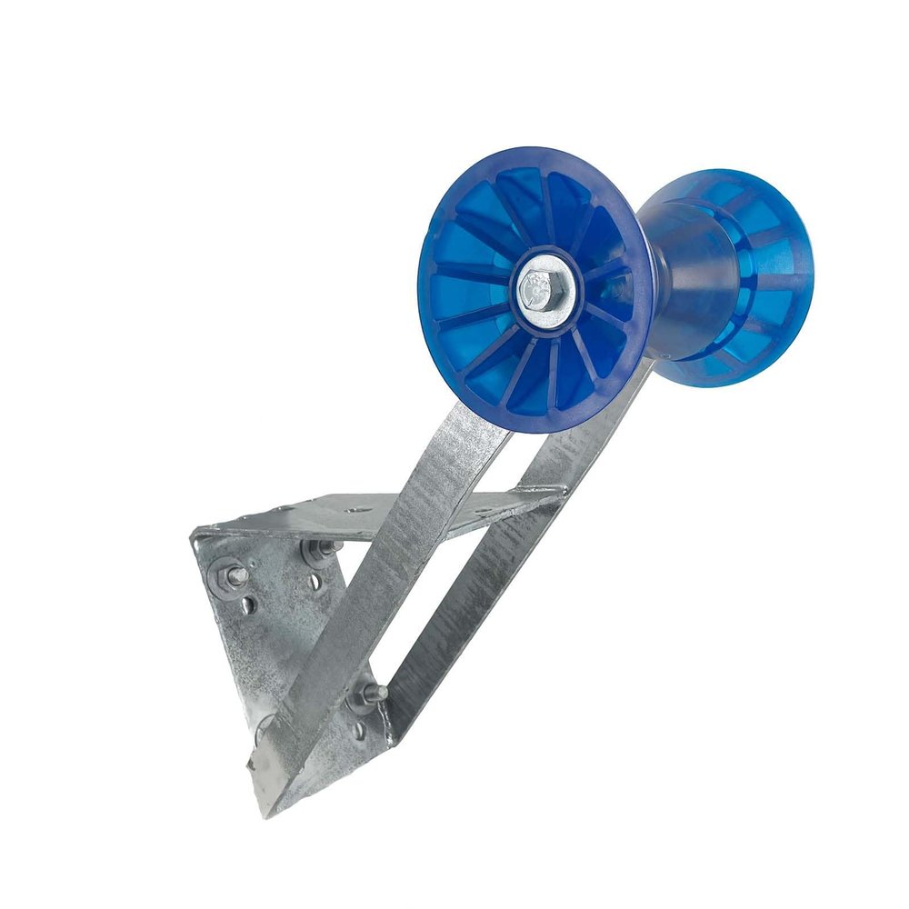 Sturdy Built Boat Trailer Winch Seat with Blue PVC Roller and Bells for 2 inch and 3 inch Winch Posts, 27002