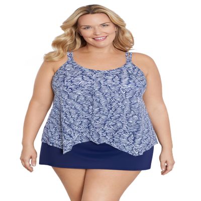 Shapesolver Women's Handkerchief Hem Tankini Top, Shifting Shapes, 8