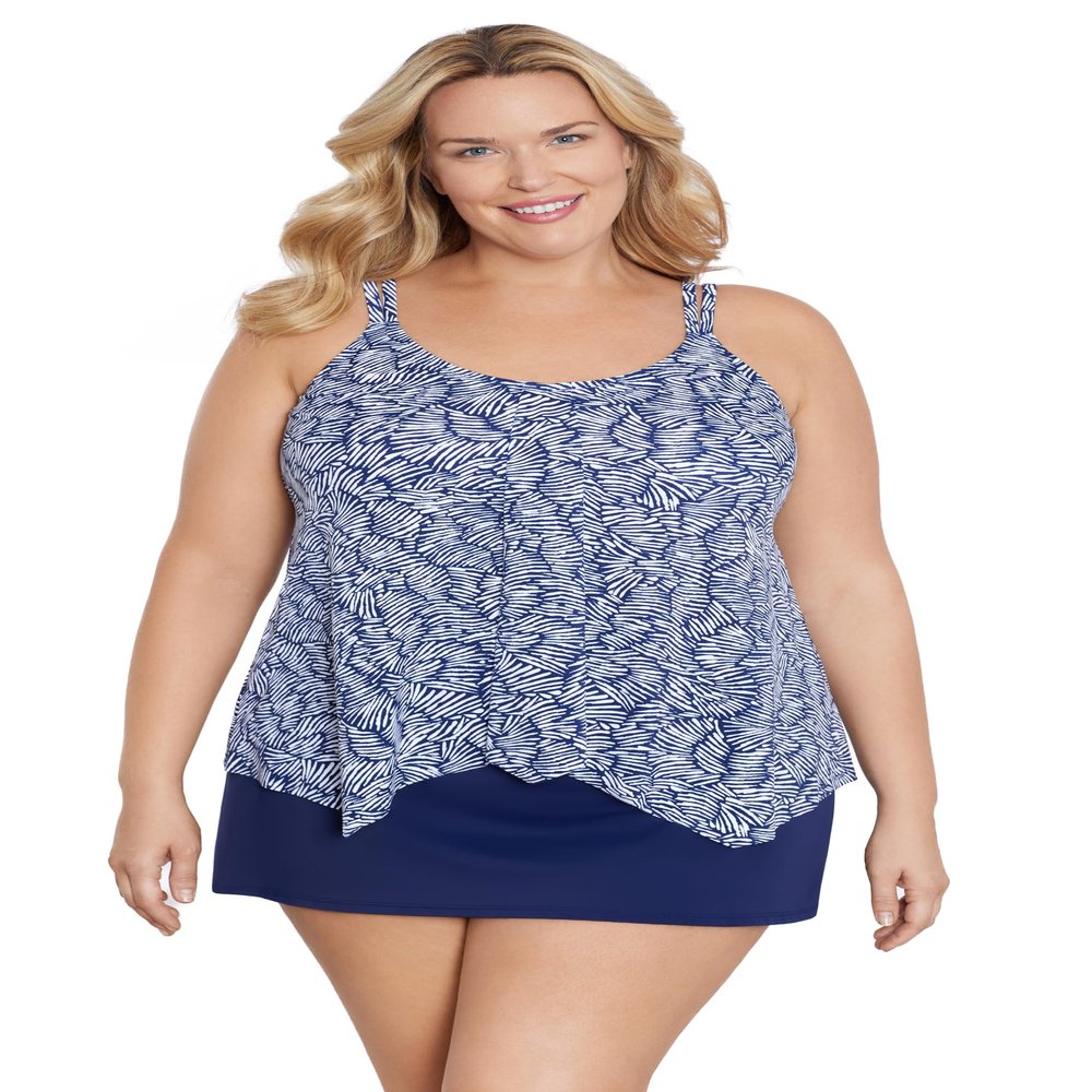 Shapesolver Women's Handkerchief Hem Tankini Top, Shifting Shapes, 8