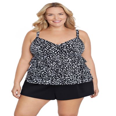 ShapeSolver Women's Triple Tier Tankini Top, Komodo Island, 12