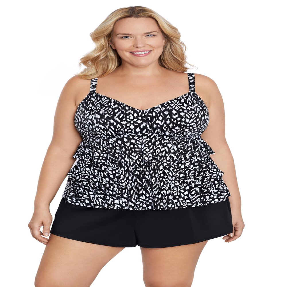 ShapeSolver Women's Triple Tier Tankini Top, Komodo Island, 12