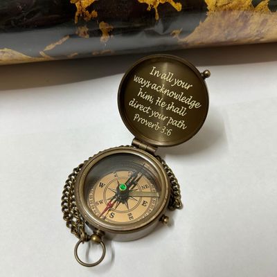 ArtisanGallery Personalized College Graduation Gift for Boy Son Grandson, Graduation Gift Compass, High School, Graduation Gift for Him, Brown Antique