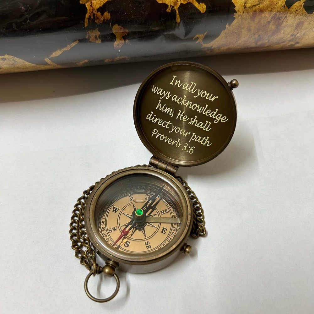 ArtisanGallery Personalized College Graduation Gift for Boy Son Grandson, Graduation Gift Compass, High School, Graduation Gift for Him, Brown Antique