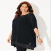 Catherines Women's Plus Size Embellished Poncho - 0X/1X, Black view 3