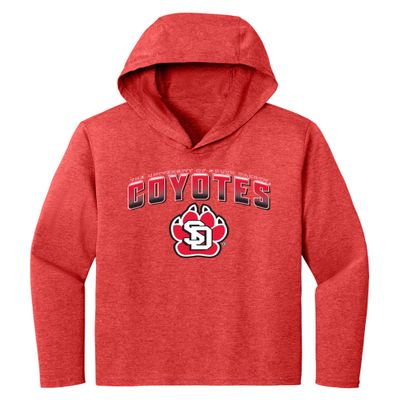 CornBorn South Dakota Coyotes Womens Apparel - Hooded Shirt Coyotes Full Color Fade Primary Logo - Red - XL