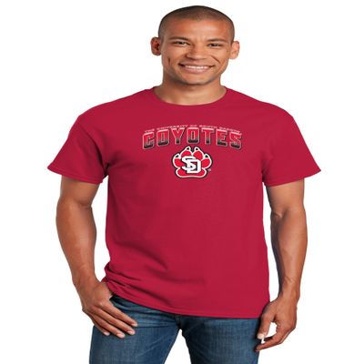 CornBorn South Dakota Tshirt - University of South Dakota Apparel - Coyotes Full Color Fade Primary Logo - Red - Medium
