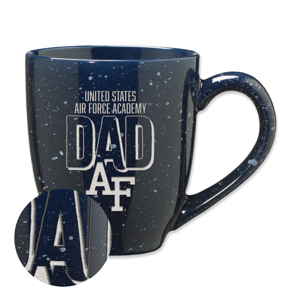 Rico Industries NCAA Air Force Academy Falcons - AF Dad Alternate 16 oz Team Color Laser Engraved Speckled Ceramic Coffee Mug