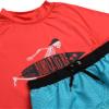 Big Chill Boys Rash Guard Set - 2 Piece Quick Dry UPF50+ Sun Protection Swim Shirt Short Sleeve and Boys Swim Trunks, Size 4, Salmon Skeleton view 3