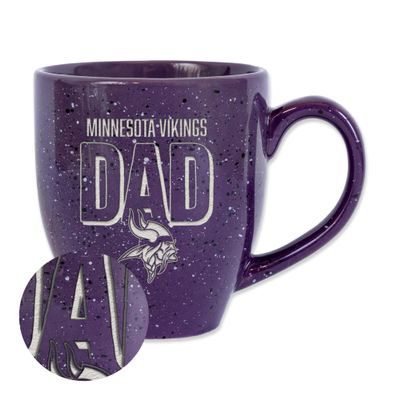 Rico Industries NFL Football Minnesota Vikings Dad Purple 16 oz Team Color Laser Engraved Speckled Ceramic Coffee Mug