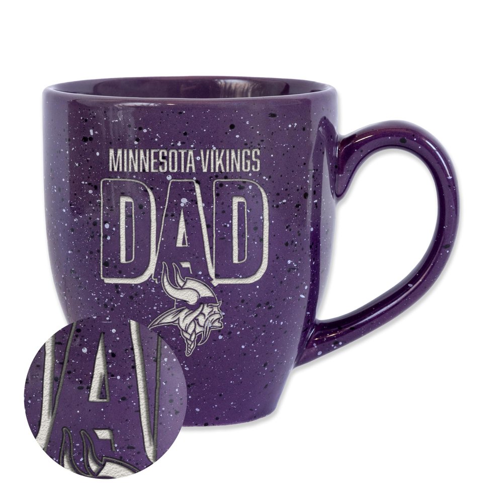Rico Industries NFL Football Minnesota Vikings Dad Purple 16 oz Team Color Laser Engraved Speckled Ceramic Coffee Mug