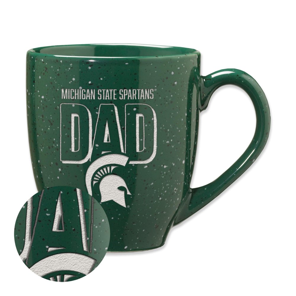 Rico Industries NCAA Michigan State Spartans Dad Alternate 16 oz Team Color Laser Engraved Speckled Ceramic Coffee Mug