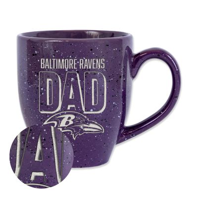 Rico Industries NFL Football Baltimore Ravens Dad Purple 16 oz Team Color Laser Engraved Speckled Ceramic Coffee Mug