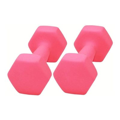 2pcs Hex Dumbbell Female and Men's Beginner Aerobics Bodybuilding Fitness Equipment Home Gym Sporting Goods Exercise Arm Pilates Yoga Weight Lose Thin Arm Non-Slip Dumbbe (Pink 5KG*2)