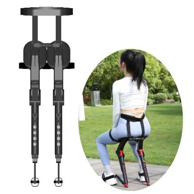 Adjustable Wearable Chair Invisible Seat, Chairless Chair Wearable Leg Ergonomics Lightweight Seat, Invisible Chair Wearable Exoskeleton Human, 5 Gear Heights Adjustable, Bear up to 150kg (Black)