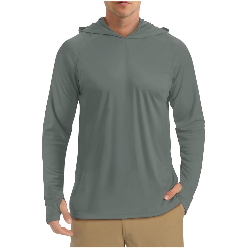 Sun Shirts for Men Hoodie Casual UPF 50+ Uv Protection Fishing Shirt Lightweight Quick Dry Long Sleeve Athletic Shirt Dark Gray