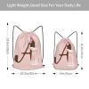 Pazacon Pink Drawstring Bag for Women Girls Kids Teens Students Floral Initial Drawstring Backpack Sackpack Draw String Cinch Bags for Sports, Gym, Travel, Swimming, Beach, Camping, Letter A view 3