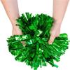 2 Pcs Pom Poms Cheerleading with Baton Handle, 13'' Metallic Foil Plastic Cheerleader Pom Poms for Sports Team Spirit Party Dance, Cheer Pom Poms Squad Spirit Poms for Kids Adult(Color:Green) view 2
