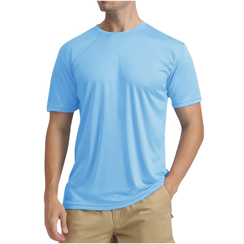 Mens Shirts UPF 50+ Sun Protection Shirts Swim SPF Uv Quick Dry Short Sleeve T-Shirt for Athletic Fishing Basic Shirt Blue