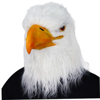 CAKEEYUM Eagle Mask Safe Latex Bald Eagle Costume Breathable Funny Bird Mask Realistic Elastic Halloween for Christmas, Easter, Carnival, Masquerade