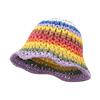 Crochet Bucket Hat for Women Knit Handmade Foldable Floppy Beach Hat Cute Outdoor Cap Purple view 1