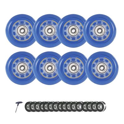 GXBHSP 62mm 64mm 68mm 70mm 72mm 76mm 80mm Inline Skates Wheels 8 Pack Inline Skate Replacement Wheels Indoor Outdoor Wheels for with Pre-Installed Bearings (Blue,80mm)