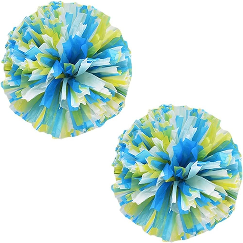 2 Pcs Plastic Cheerleading Pom Poms with Four Finger Handle, Colorful Matte Sports Spirited Cheer Poms for Kids Boys Girls Adult, Festival Cheering Dance Party Team Cheerleader Pompoms(Color:Yellow+Wh