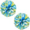 2 Pcs Plastic Cheerleading Pom Poms with Four Finger Handle, Colorful Matte Sports Spirited Cheer Poms for Kids Boys Girls Adult, Festival Cheering Dance Party Team Cheerleader Pompoms(Color:Yellow+Wh view 1