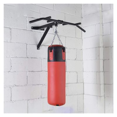 Punch Bag Wall Bracket With Pull Up Bar Heavy Gym Iron Chin Up Bar With Punch Bag Bracket Wall Mounted Ceiling Frame Outdoor Fitness Boxing (Color : Black, Size : 110x86x42cm) (Black 110x86x42cm)