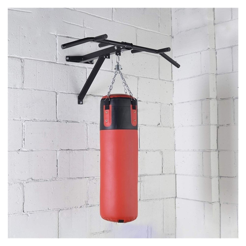 Punch Bag Wall Bracket With Pull Up Bar Heavy Gym Iron Chin Up Bar With Punch Bag Bracket Wall Mounted Ceiling Frame Outdoor Fitness Boxing (Color : Black, Size : 110x86x42cm) (Black 110x86x42cm)