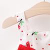 AMIMOJY todays daily deals Baby Girls Summer Dresses Sleeveless Princess Clothes Infrant Cherry Polka Dot Tank Skirt Bow Hat Outfit Set 2Pcs halloween outfits for baby girls, 3-6 Months, Red view 2