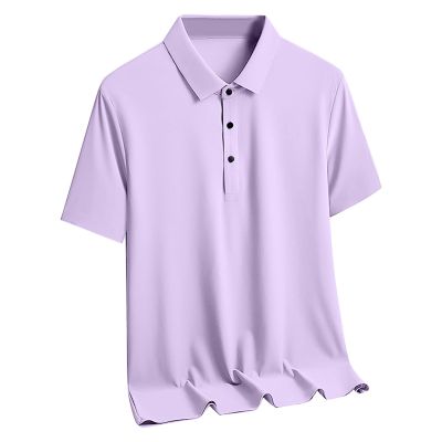 Mens Shirt Button Down Shirt Casual Loose Business Short Sleeve Ice Silk Fashion Tshirt Summer Trendy Outfits Clothes Purple