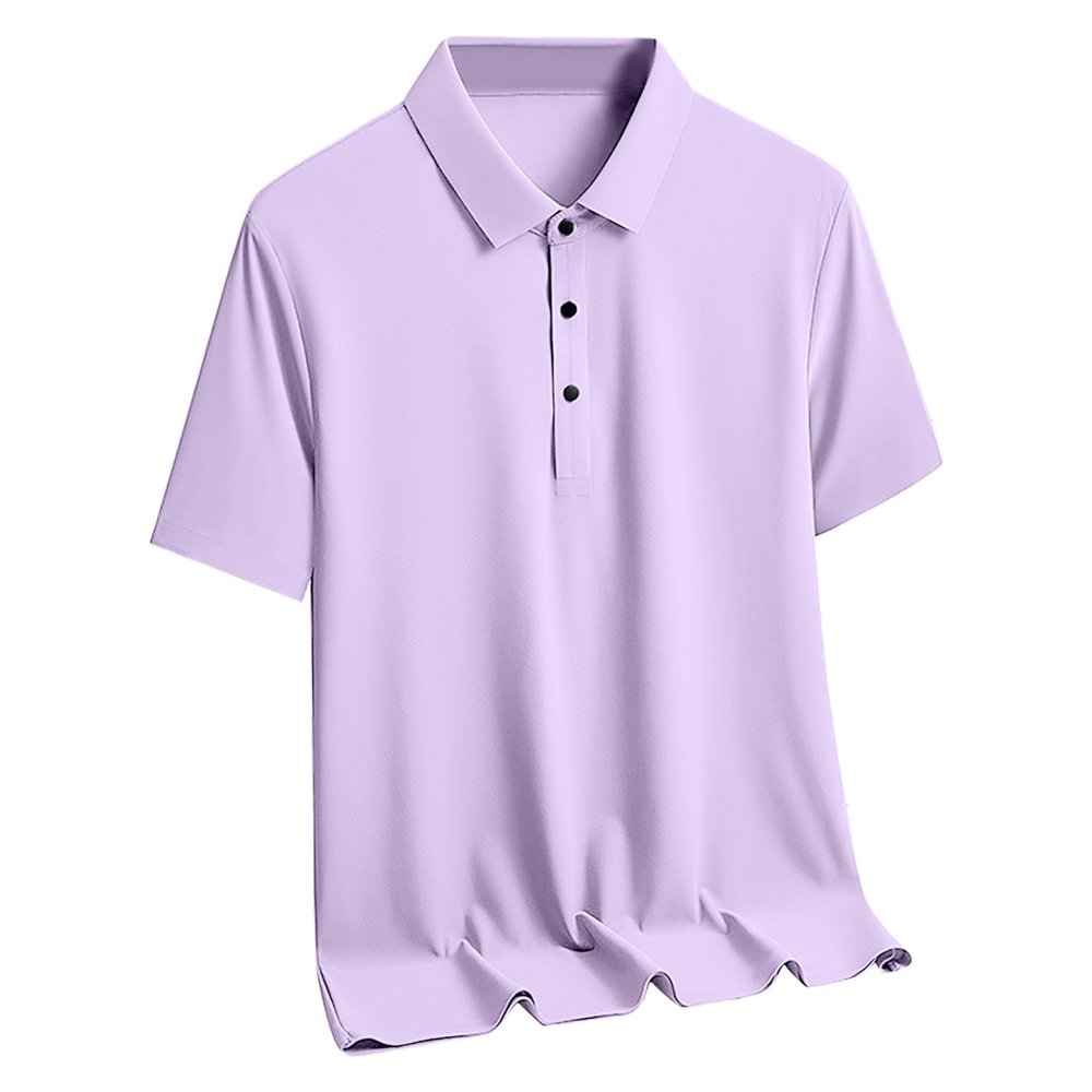 Mens Shirt Button Down Shirt Casual Loose Business Short Sleeve Ice Silk Fashion Tshirt Summer Trendy Outfits Clothes Purple